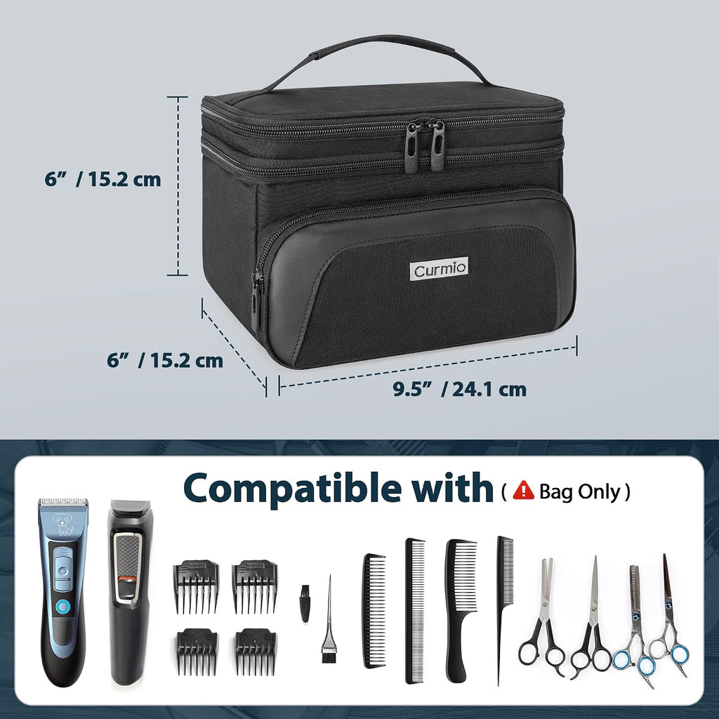 Travel Carrying Case For Hair Clipper, Double Layer Barber Supplies Hair Cutting Tools Storage Bag Compatible With Ufree/Wahl/Andis/Hatteker/Osterpro And Most Standard Men Hair Trimmer