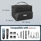 Travel Carrying Case For Hair Clipper, Double Layer Barber Supplies Hair Cutting Tools Storage Bag Compatible With Ufree/Wahl/Andis/Hatteker/Osterpro And Most Standard Men Hair Trimmer