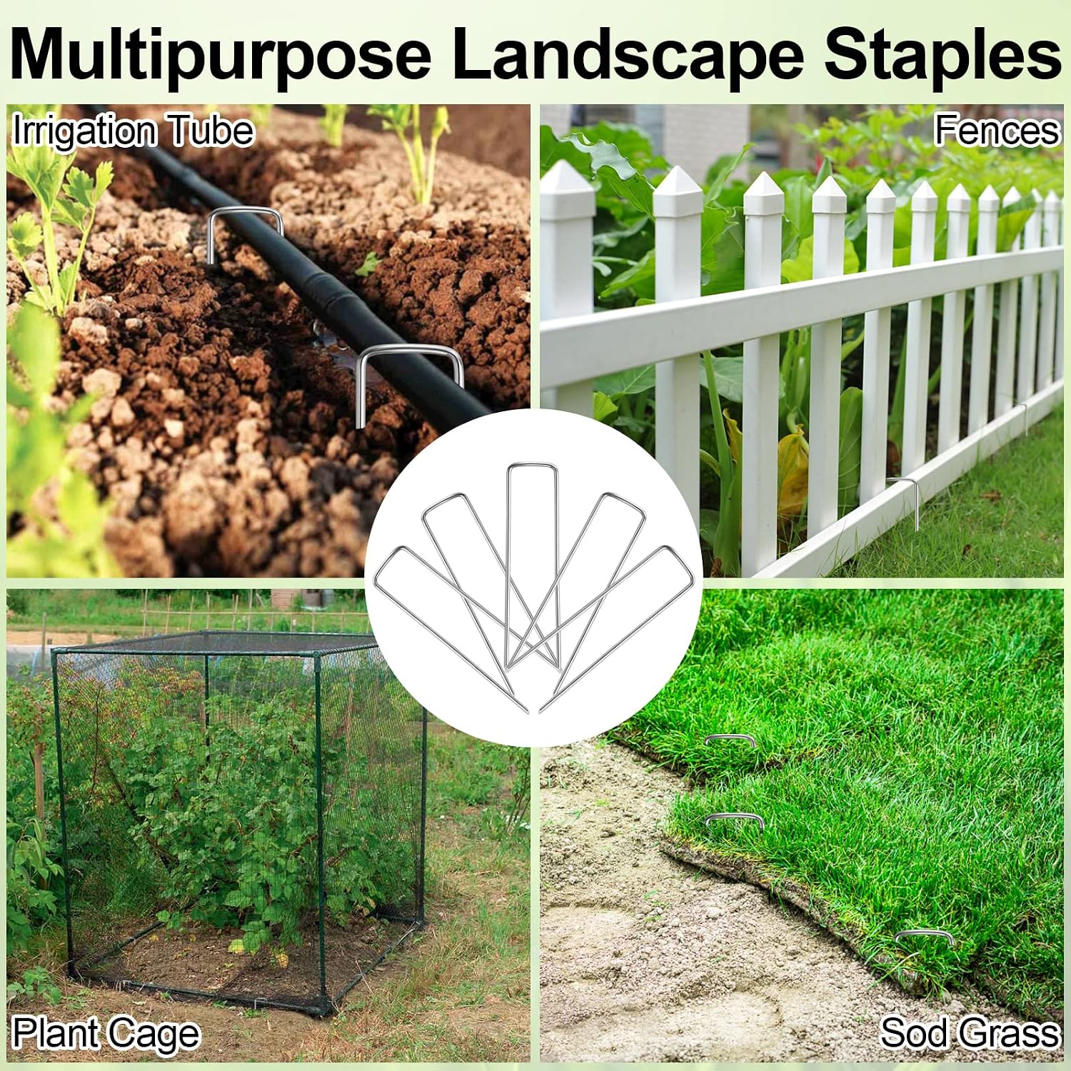 24 Pack Garden Stakes, U-Shaped Tent Stakes, Galvanized Landscape Staples, Ground Stakes, For Landscaping Securing Weed Barrier Fabric, Irrigation Tubing, Holding Fence, Tarpaulin