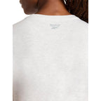 Reebok Women's Classic Athletic Graphic Crewneck Cropped T-Shirt Egret Heather/Pineneedle