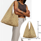 Crochet Beach Tote Bag Summer Vacation Handbags Beach Bag For Women Cute Woven Shoulder Purses Mesh Knit Crochet Bag
