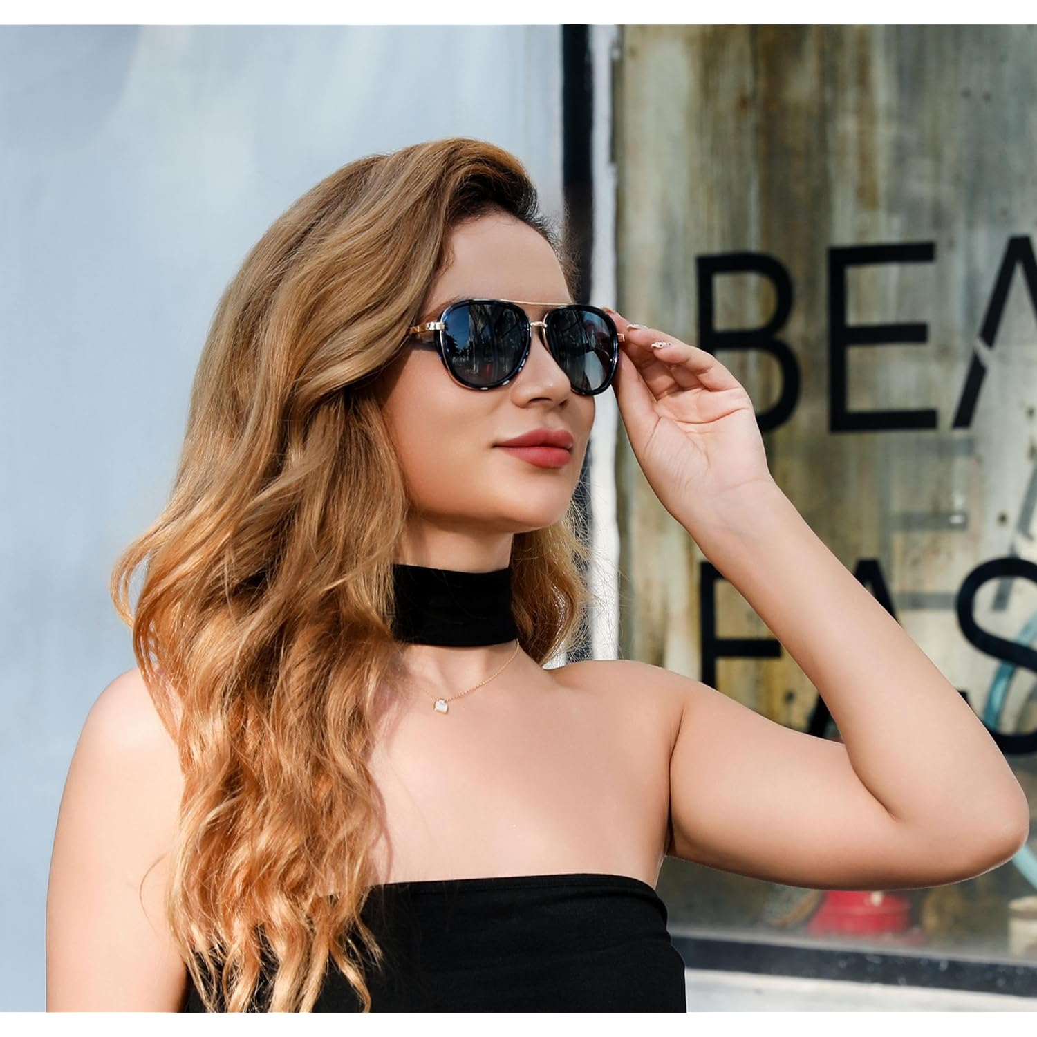 FEISEDY Retro Polarized Aviator Sunglasses for Women Men Vintage Square Sunglass With Classic Style B0259