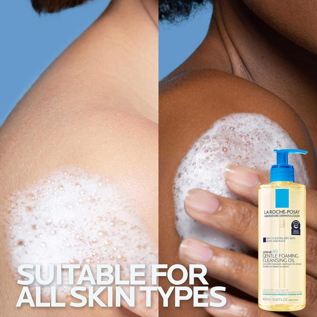 La Roche-Posay Lipikar Ap+ Gentle Foaming Cleansing Oil, Gentle Oil Cleanser For Face And Body Formulated With Niacinamide, Long-Lasting 24-Hour Hydration, Fragrance-Free & Soap Free