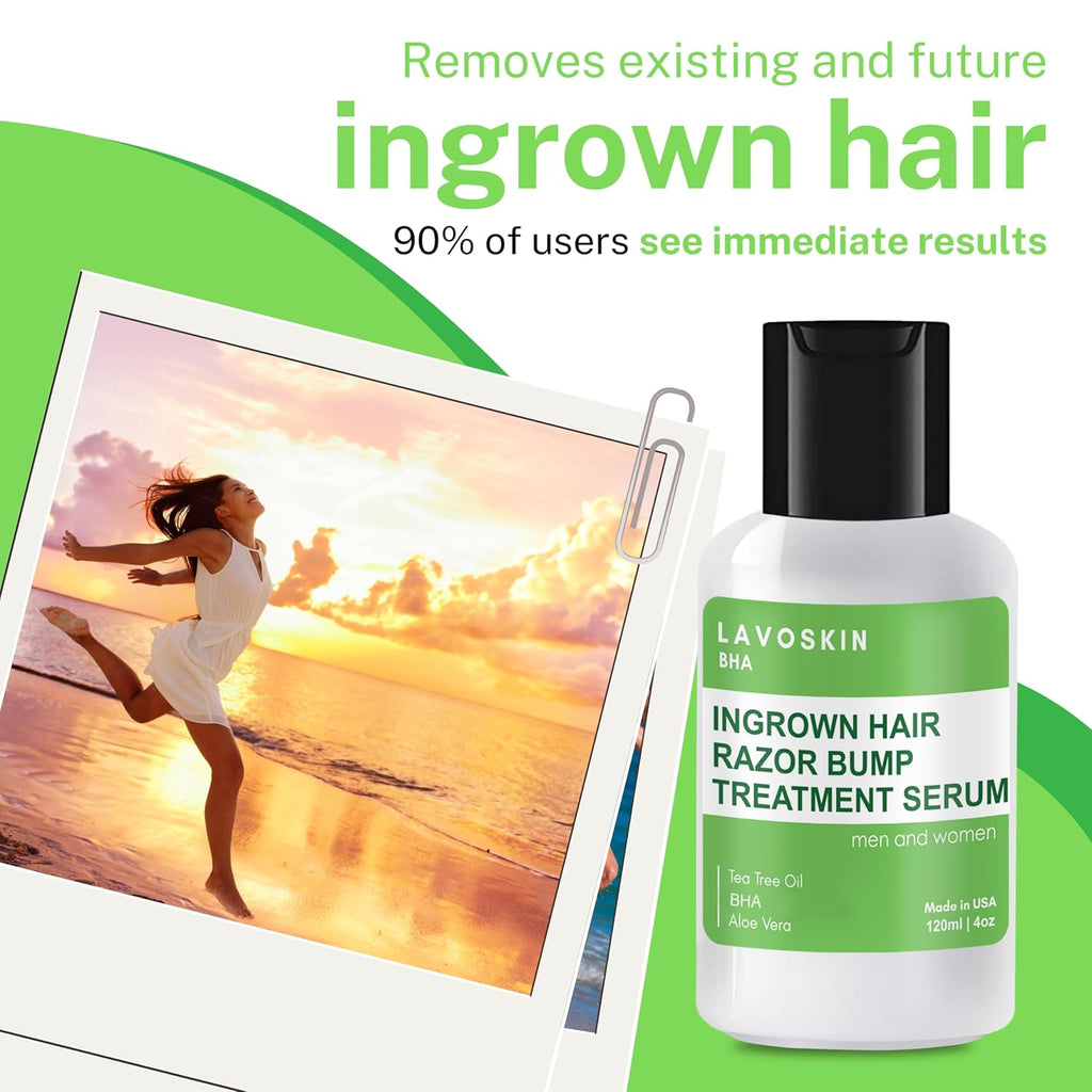 Best Ingrown Hair Treatment - Razor Bump & Bikini Line Salicylic Acid Gel - Tea Tree After Shave Bump Remover for Women - lavoSkin
