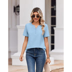 Zeagoo Womens Summer Tops V Neck Short Sleeve Shirts Dressy Casual Blouse Spring Vacation Tshirts Clothes