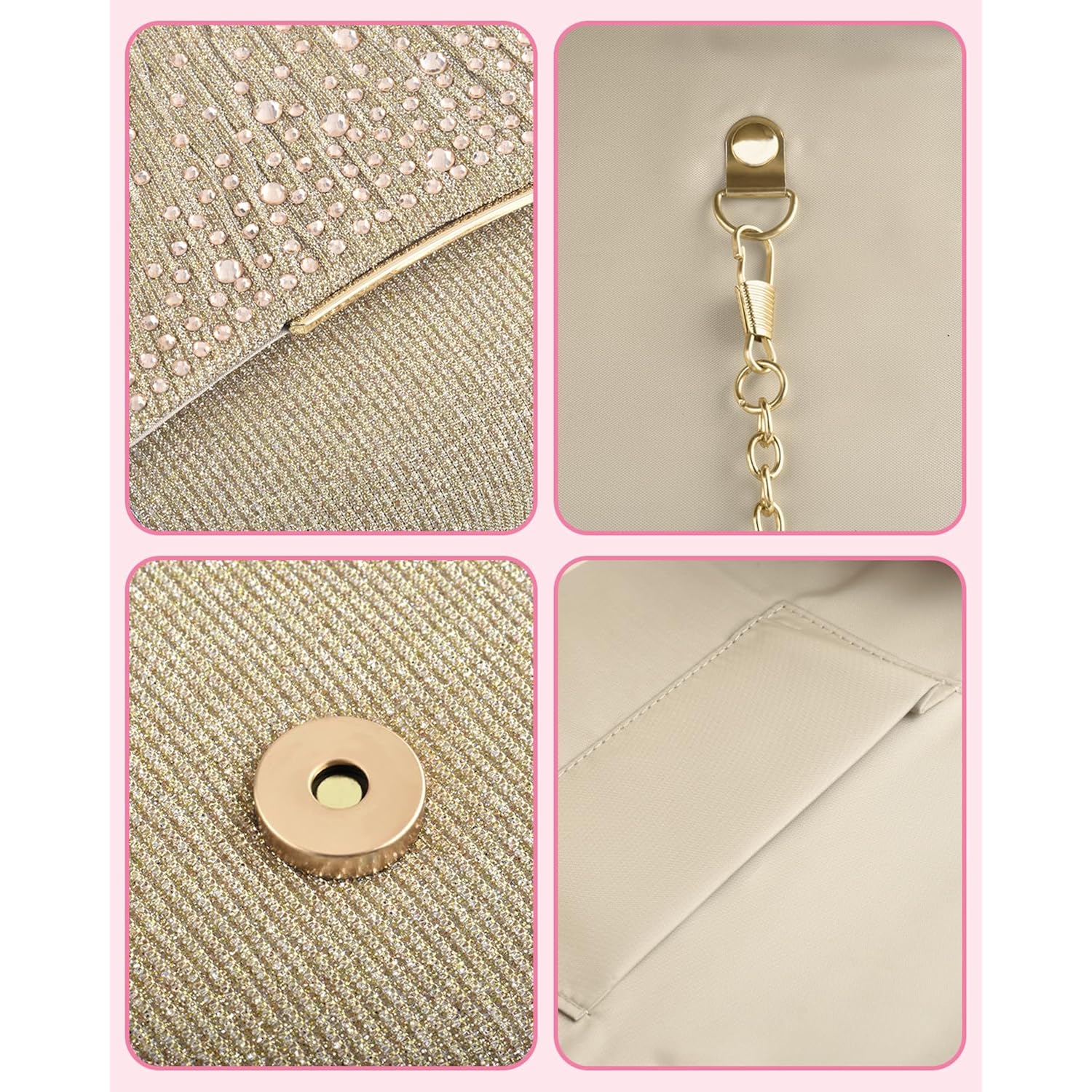 TINDTOP Clutch Purses for Women, Formal Evening Bags Suede Shoulder Envelope Party Handbags Wedding Cocktail Prom Clutches