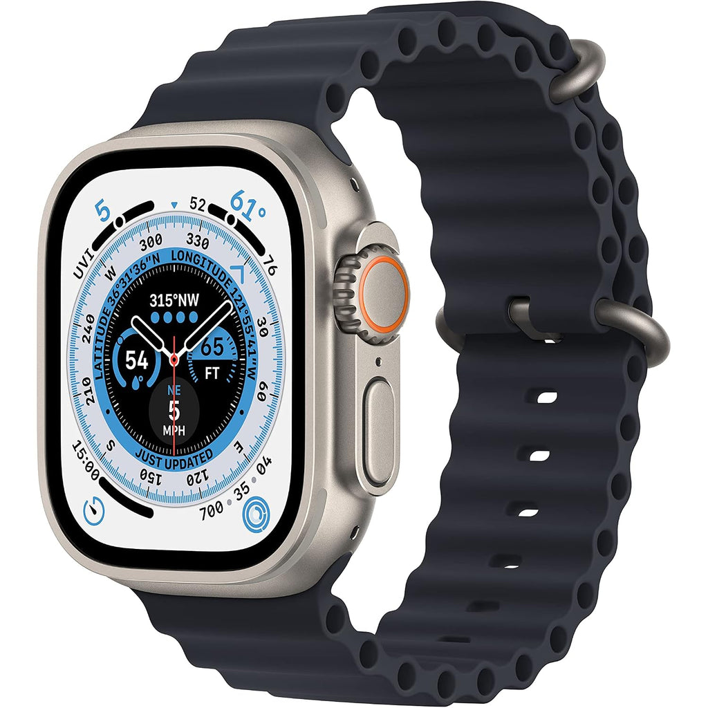 Apple Watch Ultra [Gps + Cellular 49Mm] Titanium Case With Midnight Ocean Band, One Size (Renewed Premium)