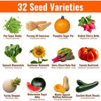 Vegetable & Fruit Seeds | 32 Individual Packs | 2026 Season | Non-Gmo, High Yield - 15,000+ Seeds | Tomato, Cucumber, Zucchini, Bell Pepper And More | For Indoor & Outdoor Garden Planting