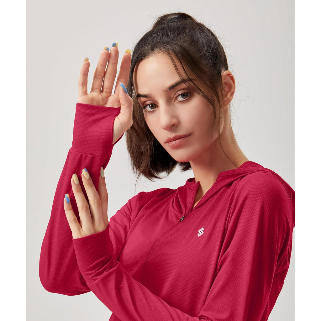 Soothfeel Women'S Upf 50+ Sun Protection Hoodie Jacket Lightweight Long Sleeve Sun Shirt For Women With Pocket Hiking Outdoor