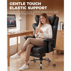 Gtplayer Big And Tall Office Chair Wide Ergonomic Gaming Chair With Deluxe Embossing Designed Leather With Foot Rest,150°Reclining Adjustable Soft Armrests Pocket Spring Back Support And Pillow
