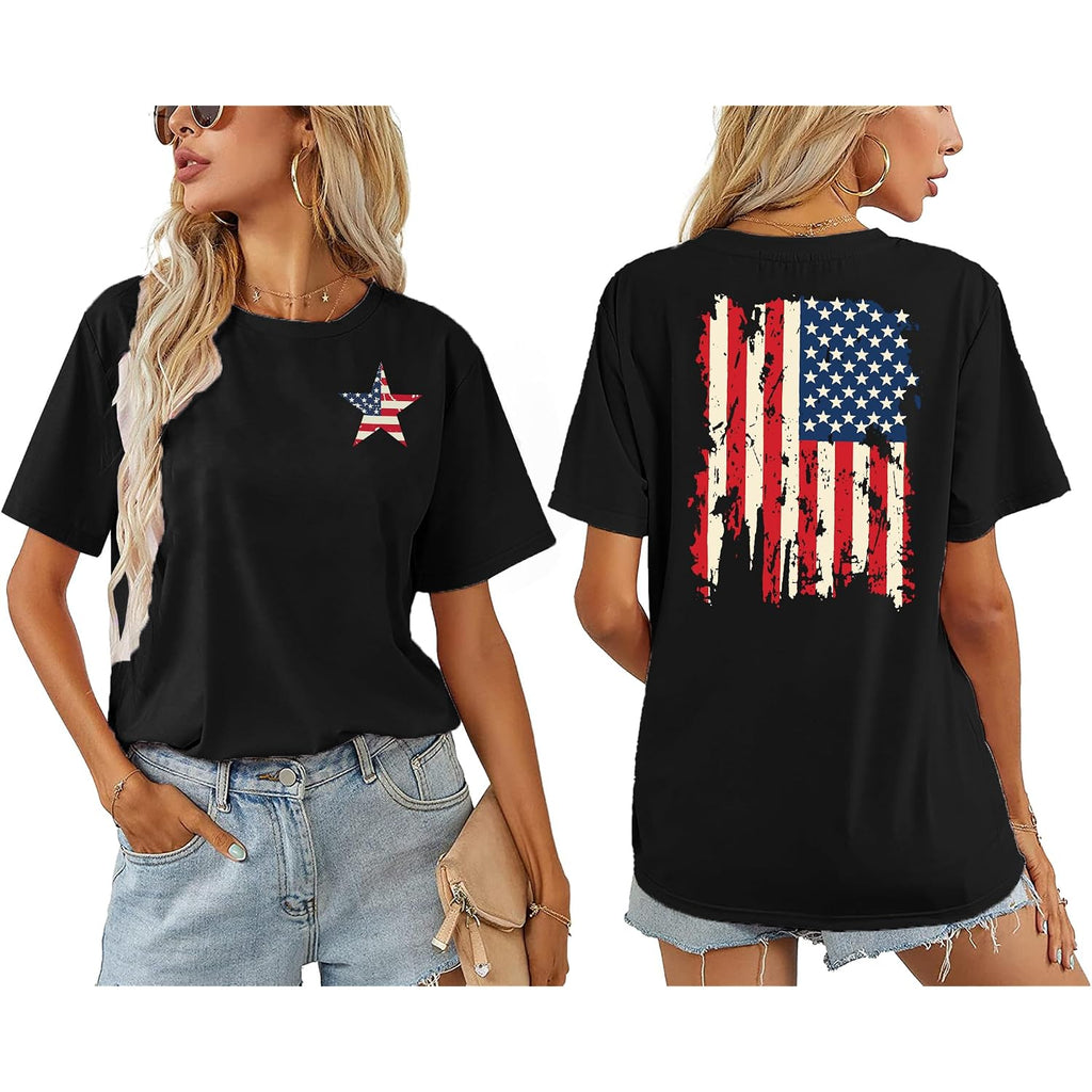 American Flag Shirts for Women: 4th of July T Shirt Funny USA Print Tees Patriotic Casual Short Sleeve Tops