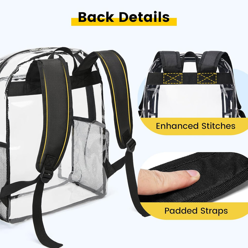 Vorspack Clear Backpack For School, 16 Inch Large Clear Bookbag | Lightweight See Through Backpacks For Girls And Boys, Reinforced Straps, Heavy Duty Transparent Clear Bag For Work Travel