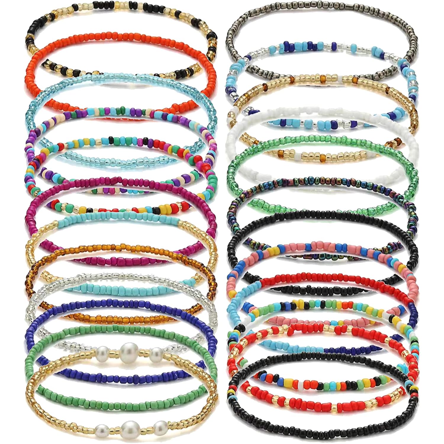 Taouzi Beaded Anklets for Women Handmade Boho Beaded Ankle Bracelets Colorful Beads Foot Anklets for Women