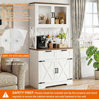 Unikito 71" Pantry Cabinet With Led Light & Outlet, Tall Kitchen Pantry Storage Cabinet With Microwave Stand, Diy Pegboard, Drawers And Adjustable Shelf, Farmhouse Kitchen Hutch For Dining Room