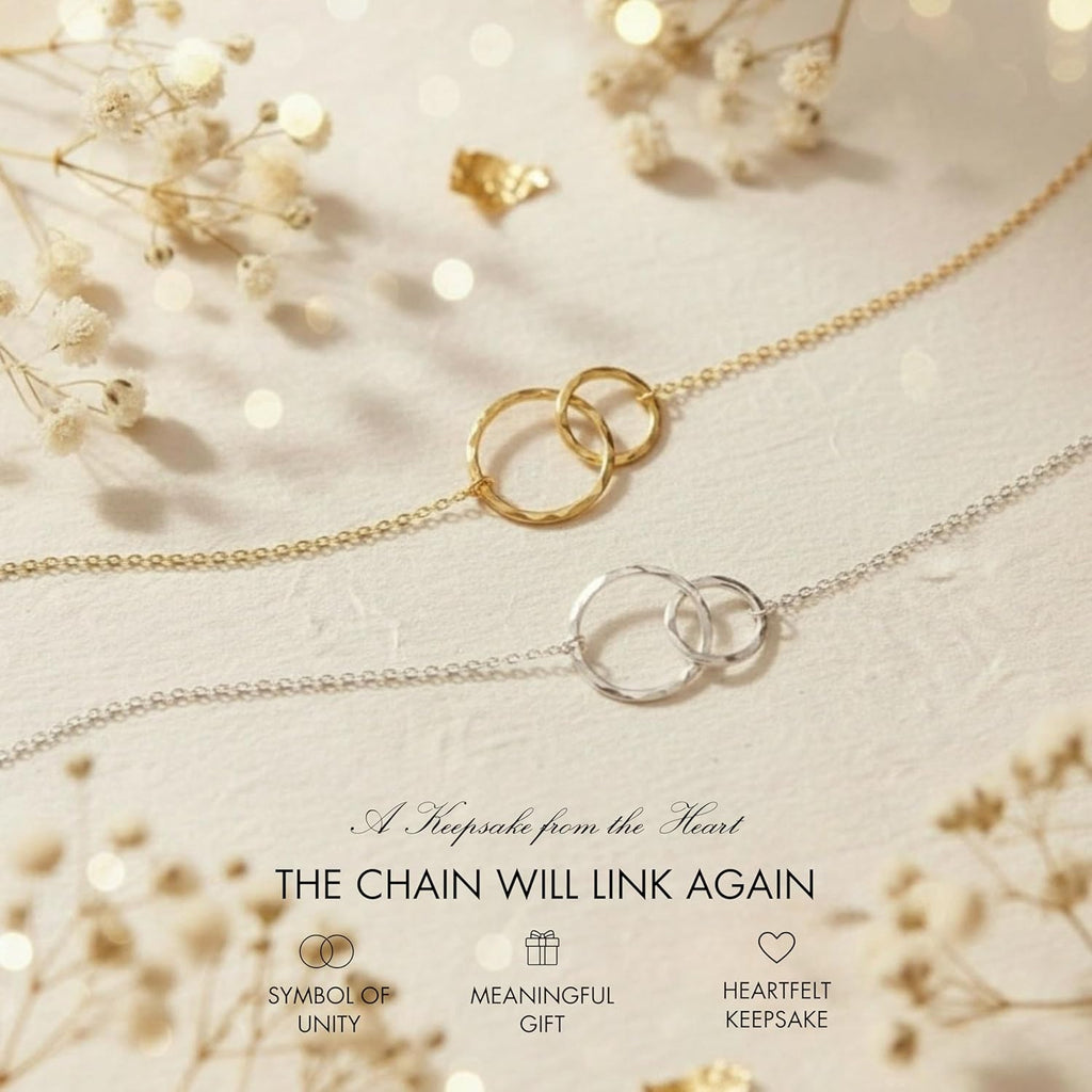 HOPE LOVE SHINE Baby Loss Memorial Silver Necklace for Women - Miscarriage Gifts For Mom - Infant Stillborn Baby Bereavement Remembrance Pregnancy Gift Jewelry - Mama of an Angel - 2 Linked Circles