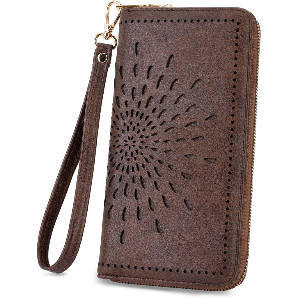 APHISON Wallet Women Large Capacity Clutch Purse For Ladies Card Holder RFID Wristlet Phone Zipper Coin Travel Pocket