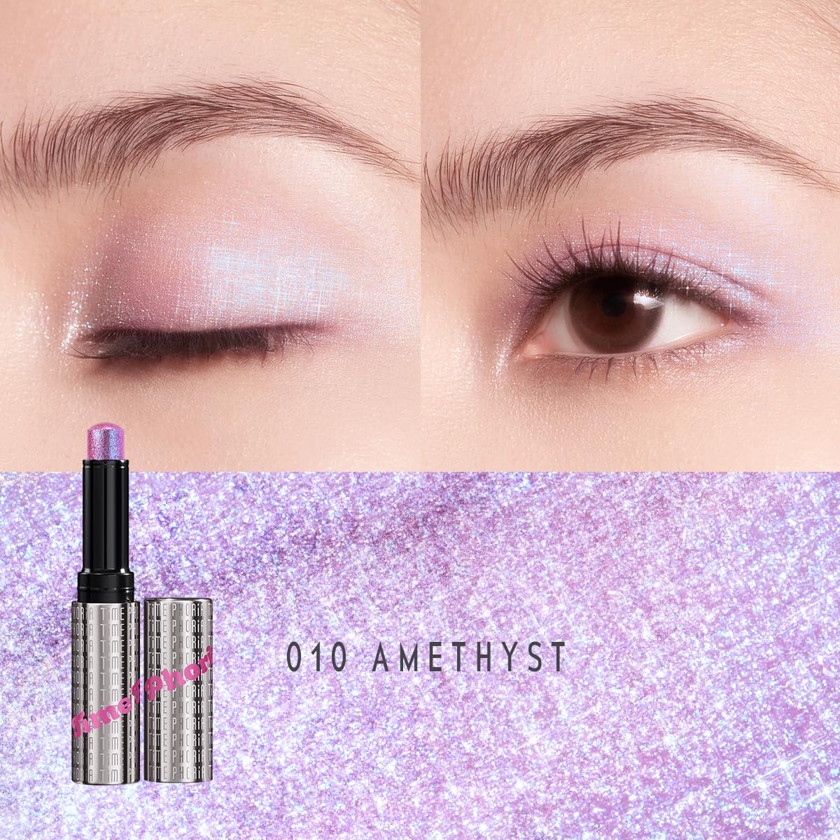 Illumina Jelly Gel Eyeshadow Stick 010 Amethyst - Cool Lavender Shimmer Sparkle Finish, Cream Texture With Cooling Feel, Long-Lasting Crease-Proof Smudgeproof Eye Shine, Easy Application