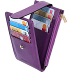 Women's RFID Slim Card Holder Wallet: Thin Bifold with Multi-Card Case & Zipper Coin Pocket Purse (Deep Purple)
