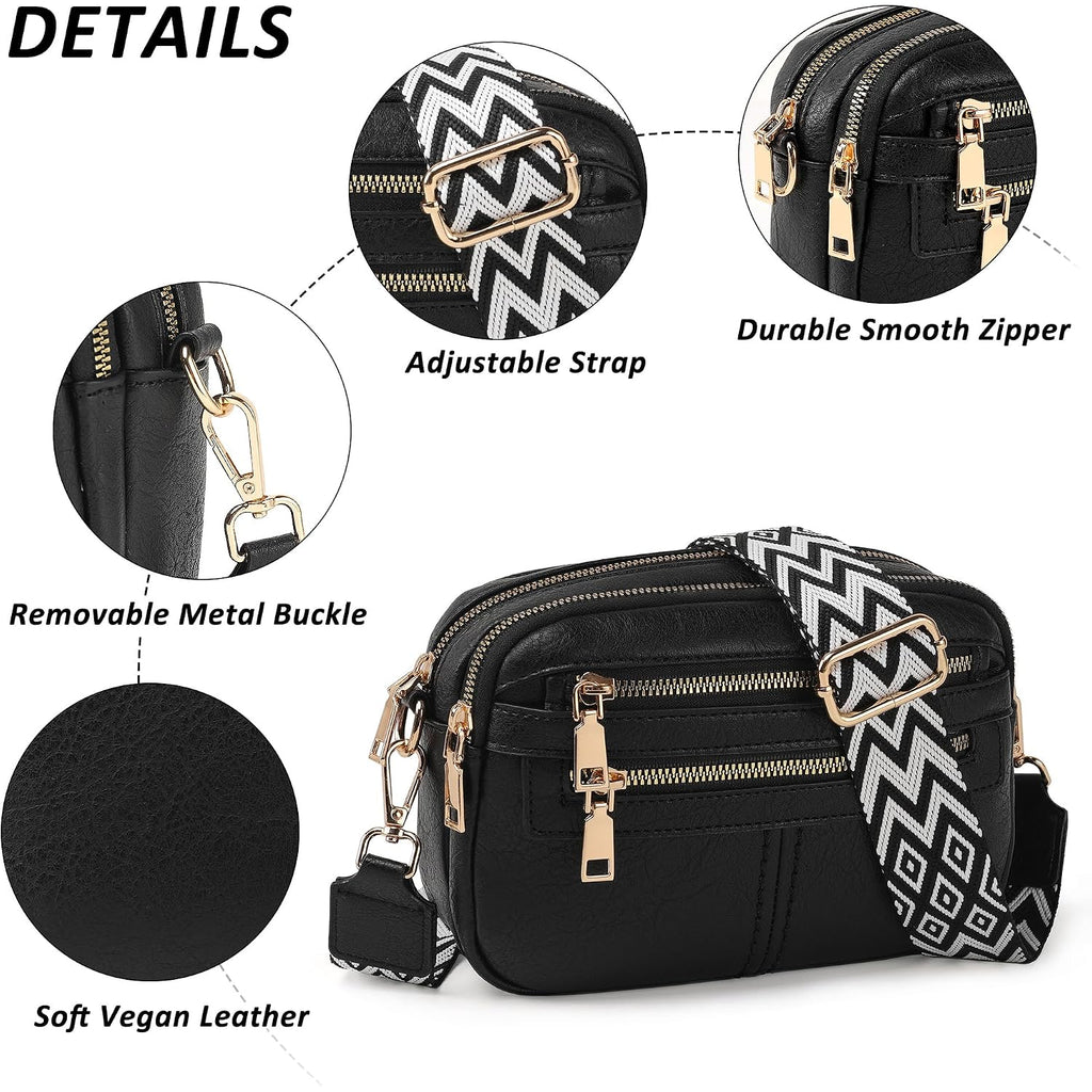 Tantomi Crossbody Bags For Women, 6-Pockets Cross Body Purse, Vegan Leather Handbags Shoulder Bag For Travel, Gifts For Women