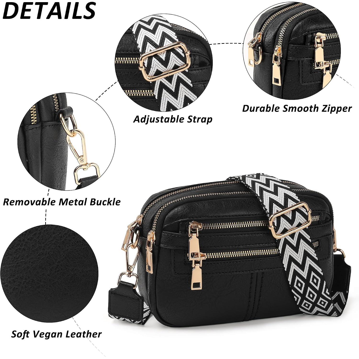 Tantomi Crossbody Bags For Women, 6-Pockets Cross Body Purse, Vegan Leather Handbags Shoulder Bag For Travel, Gifts For Women