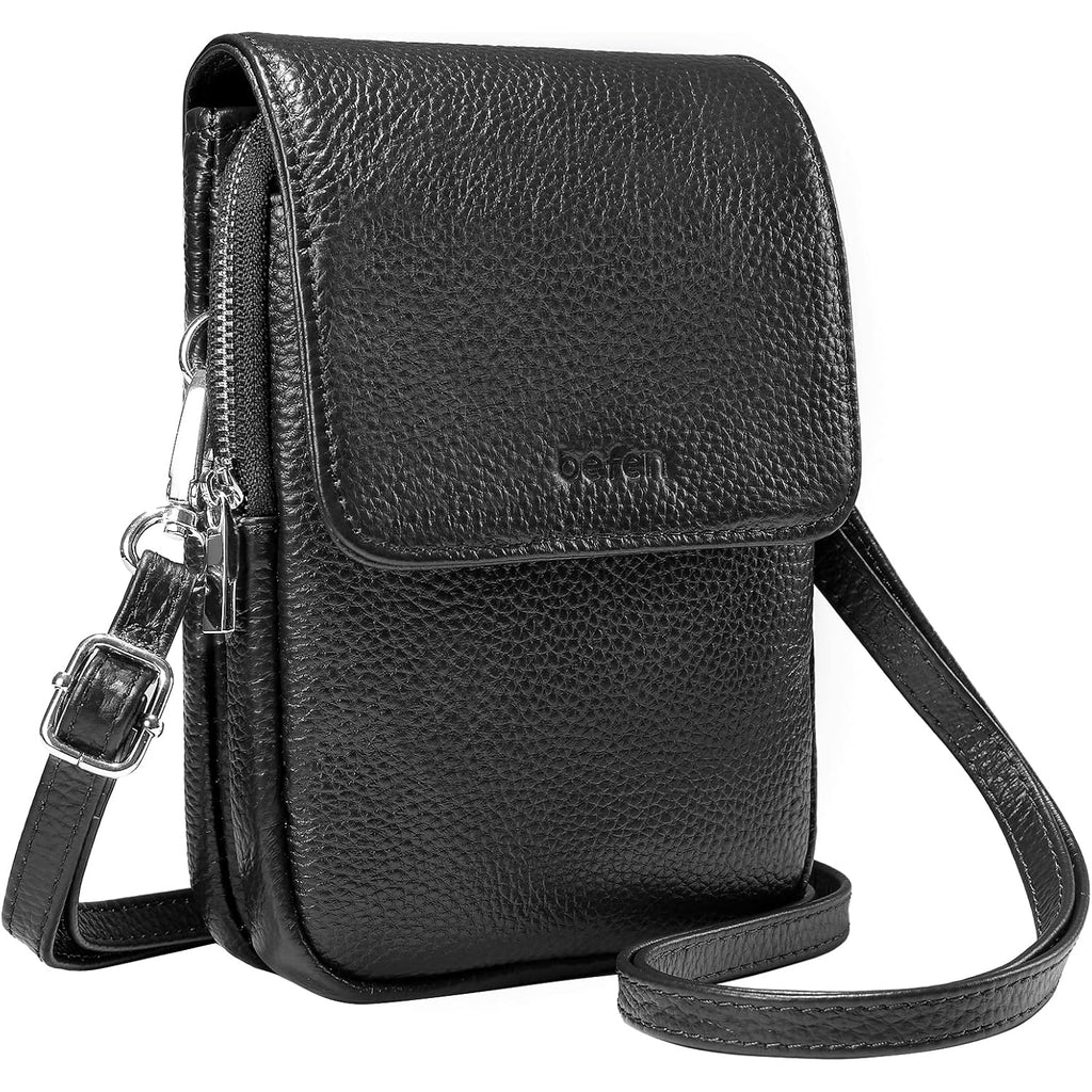 befen Genuine Leather Crossbody Bags for Women, Cell Phone Cross body Purse Bag with RFID Blocking Card Slots