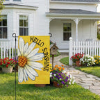 Summer Garden Flag Daisy Double Sided 12X18 Inches Small Burlap Seasonal Welcome Yard Porch Decoration For Outside (Yellow)