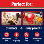 The Original Fasta Pasta Microwave Cooker w Lid and Built-in Strainer (Red)- No More Messes, Waiting for Water to Boil,or Sticky Noodles- Perfect Al Dente Pasta Every time- Patented, It Really Works!