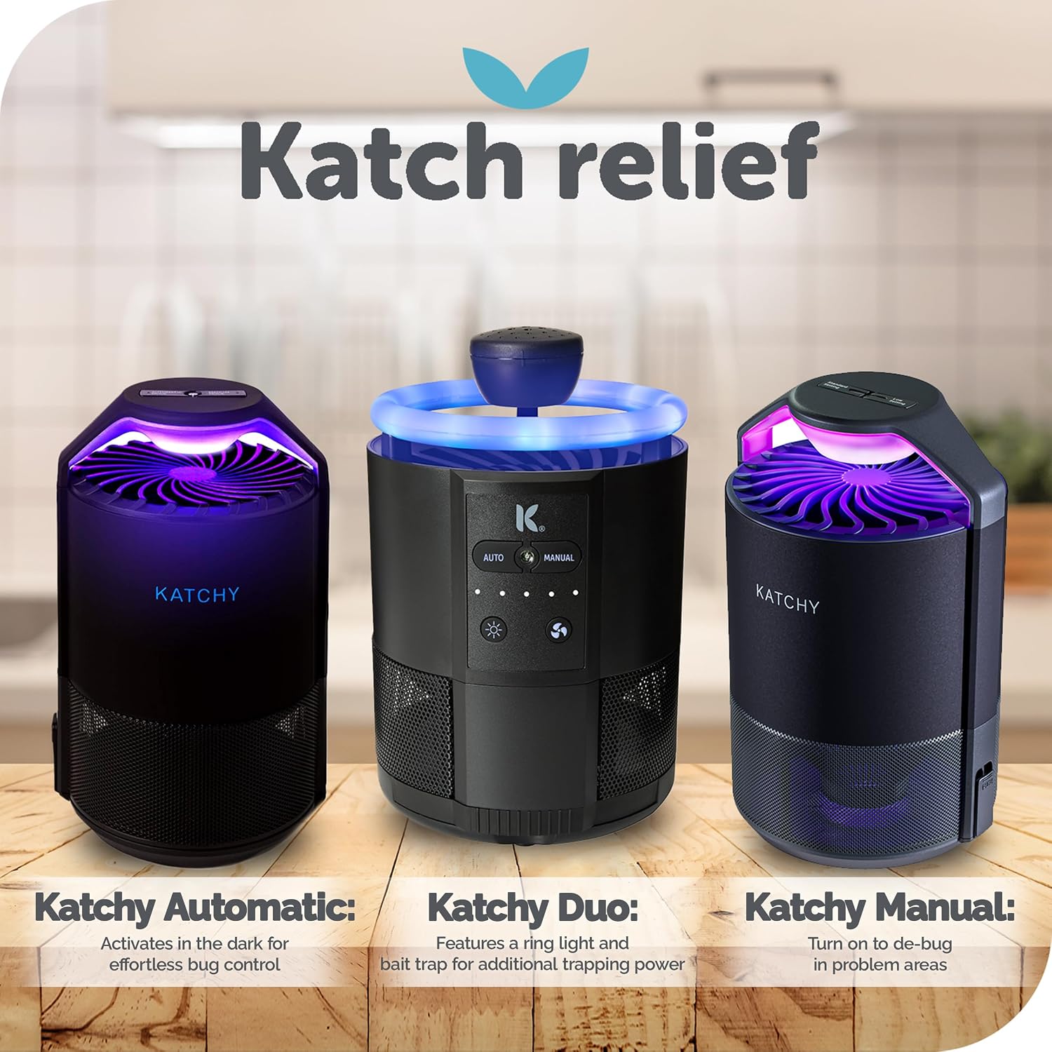 The Original Katchy Indoor Insect Trap - Fan Powered With Uv Light - Fruit Fly Traps For Indoors - For Fruit Flies, Gnats, Mosquitoes, Moths (Black)