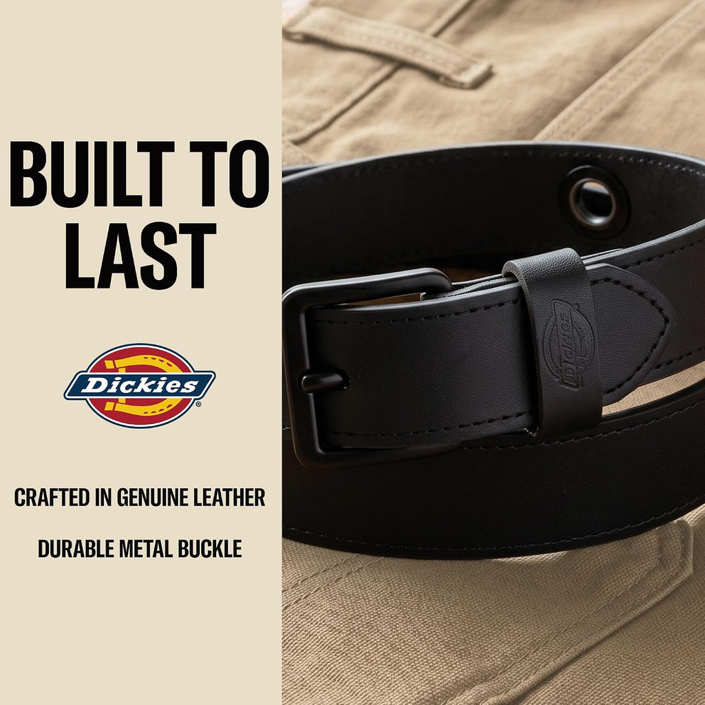 Dickies Mens Genuine Leather Belt – Durable Casual Style, Regular & Big And Tall Sizes