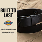 Dickies Mens Genuine Leather Belt – Durable Casual Style, Regular & Big And Tall Sizes