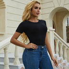 3/5 Pack Crew Neck T Shirts for Women Daily Casual Womens Fitted Tshirt Basic Tops for Women Stretchy Womens Tees