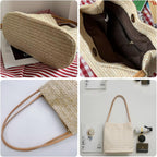 Aphoraeny Straw Beach Bag Buckets Totes Handbag Shoulder Tote Bag Straw Purse Summer Purse Women Summer Handbag
