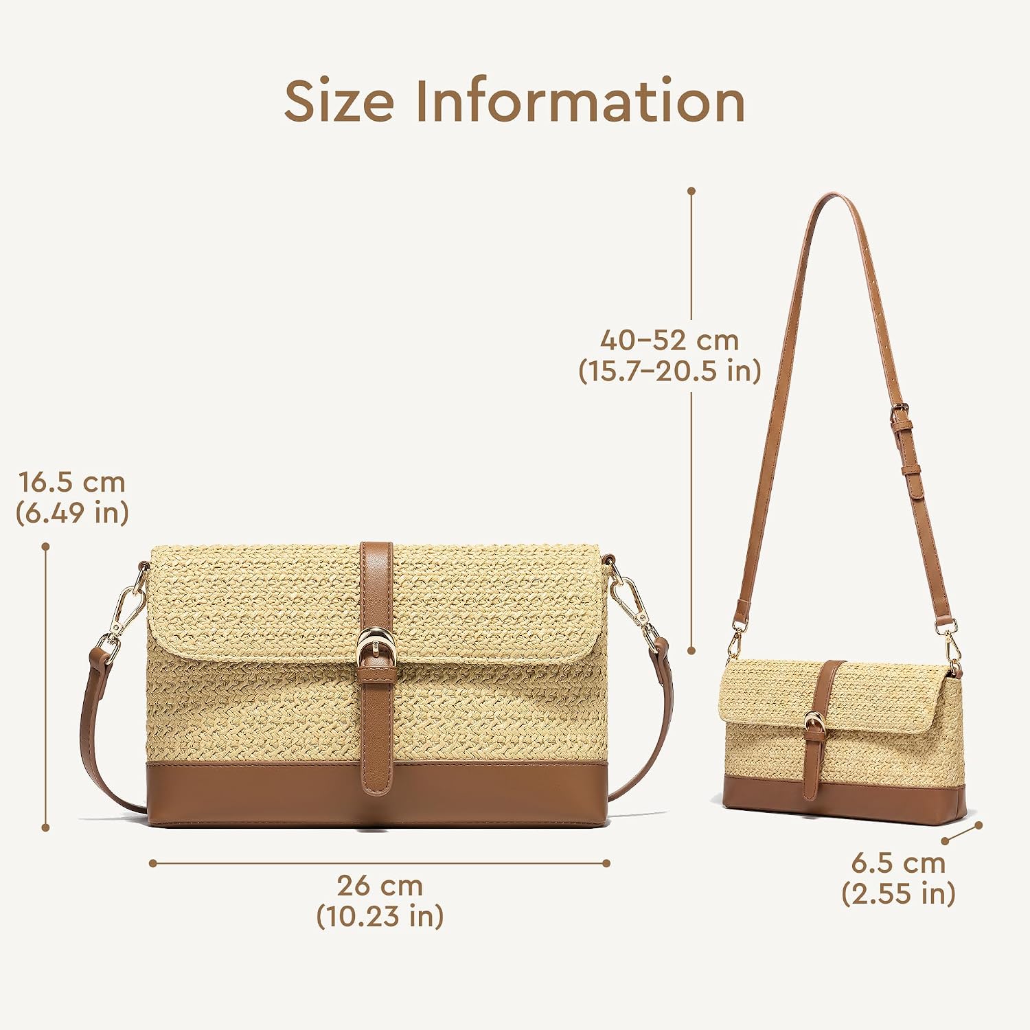 Straw Bag For Women, Woven Summer Beach Raffia Purse With Detachable Strap, Boho Crossbody Handbag For Vacation