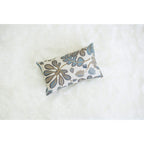 Set Of 2 Jacquard Tropical Leaf Pattern Oblong Throw Pillow Covers Accent Pillowcase 12X20 Inches,Blue Cream