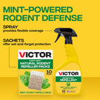 Victor Scent-Away Mouse Repellent Pouches 10-Pack, Natural Rodent Deterrent | Indoor Outdoor Pest Control, Peppermint Oil Granules, Mice And Rat Protection For Home, Garage, Vehicle, M805B-2Sr