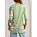 Anrabess Women'S Lace Front Long Sleeve Tunic Tops | Scalloped V Neck Floral Print Shirts, Soft Regular Fit Blouses, Business Office Travel Outfits, Dressy Casual, Fall & Winter