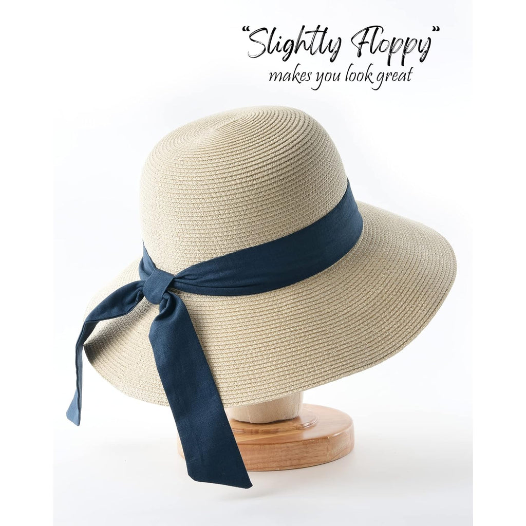 FURTALK Womens Beach Sun Straw Hat UV UPF 80+ Travel Foldable Brim Summer UV Hat