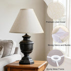 Empire Lamp Shades Set Of 2, 6"Top X 16"Bottom X 10.8"High, Champagne Beige | Large Lampshades For Table Lamps Floor Lamps, Spider, E26 Base Harp Holders Included, Natural Linen Replacement,Easy Assembly