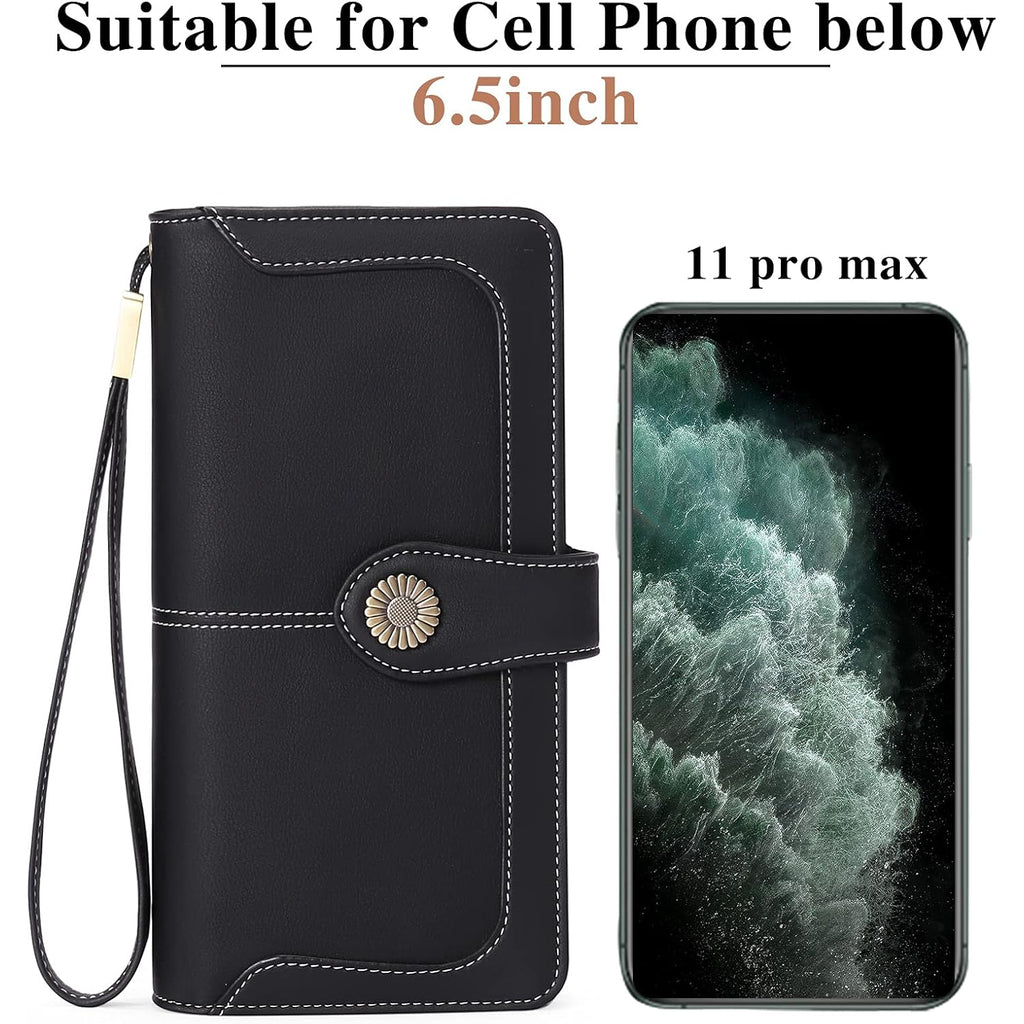FALAN MULE Wallets for Women Trifold Wristlet Wallets Large Capacity RFID Blocking Ladies Purse Credit Card Holder