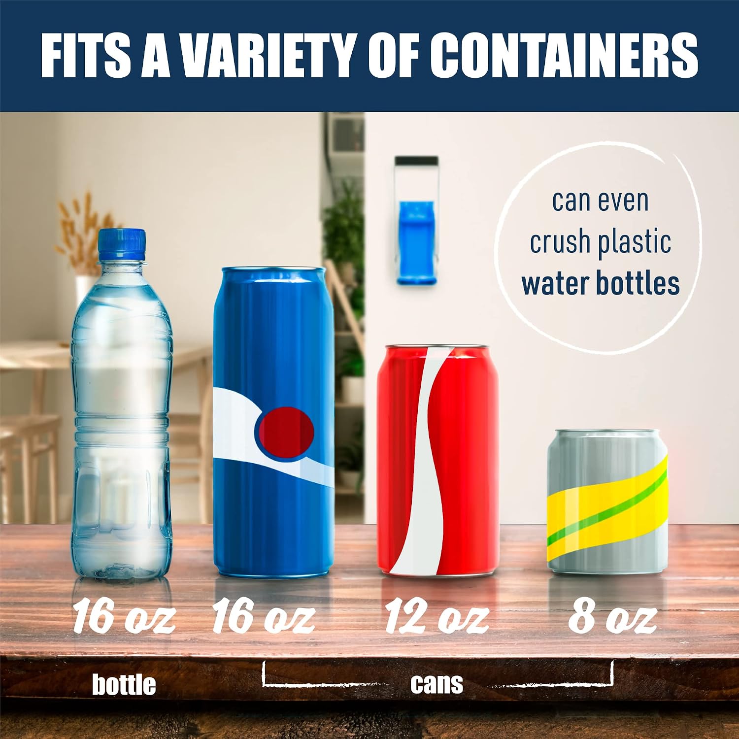 Mckay Metal Can Crusher, Wall-Mounted 12/16 Oz. Smasher - Black | Heavy-Duty Recycling Smasher For Aluminum Seltzer, Soda, Beer Cans And Bottles, Gadgets For Home