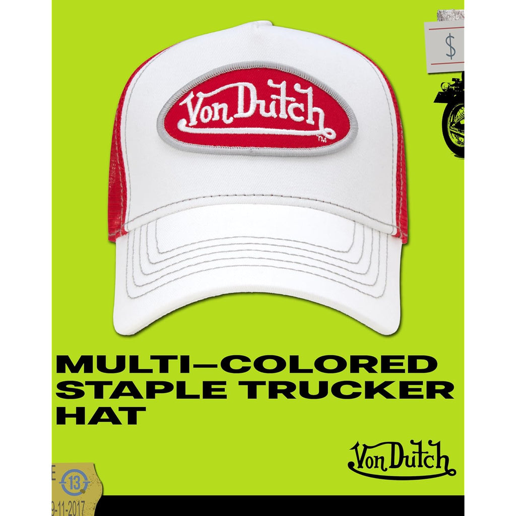 Von Dutch Unisex Trucker Hat - Curved Bill Mesh Back Retro Classic Colorblock Snapback Baseball Cap For Men And Women