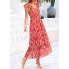 Prettygarden Women'S Summer Tulle Midi Dress Sleeveless Smocked Ruffle Flowy Mesh Dresses Party Wedding Guest Sundress