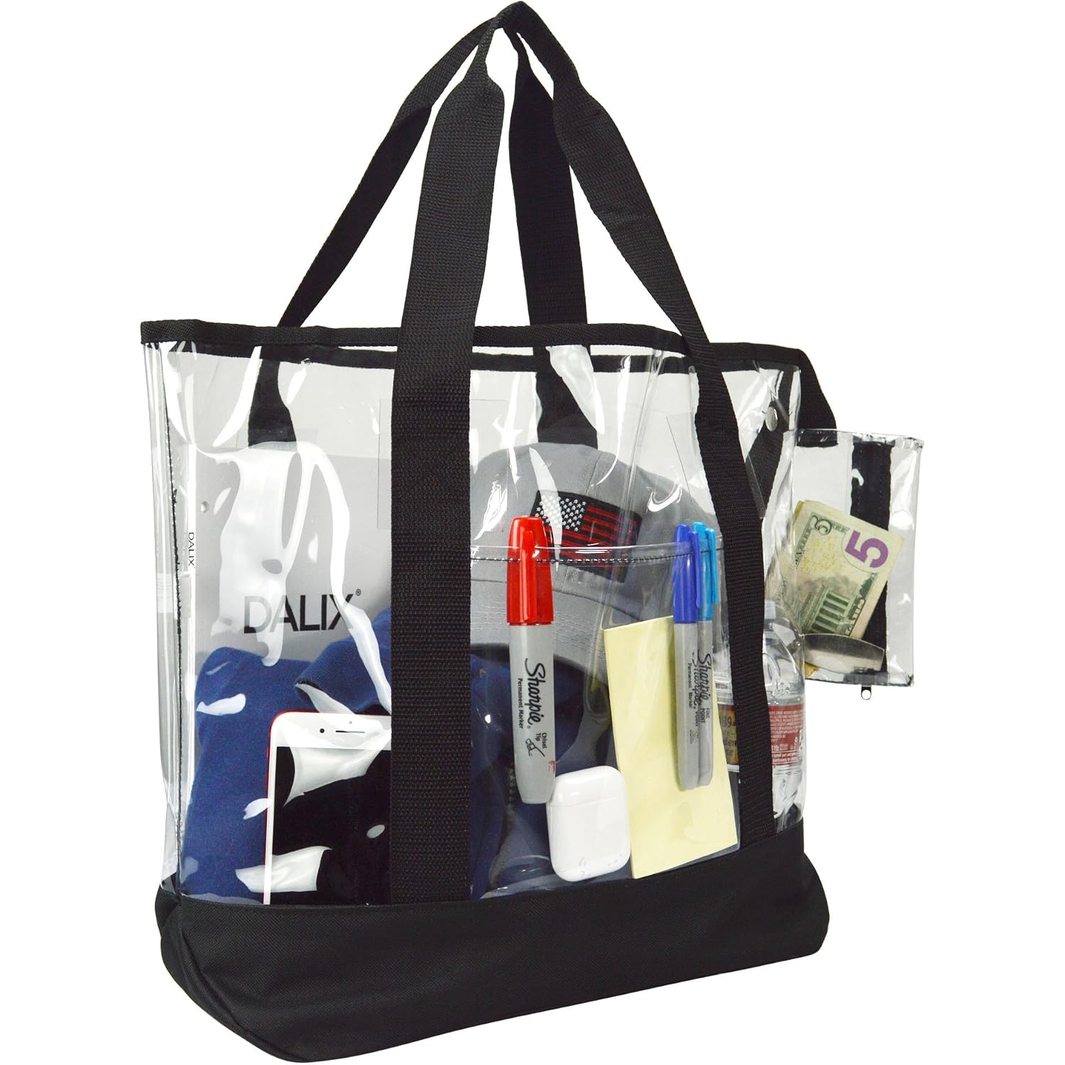 Dalix 20" Large Clear Tote Bag With Small Pouch