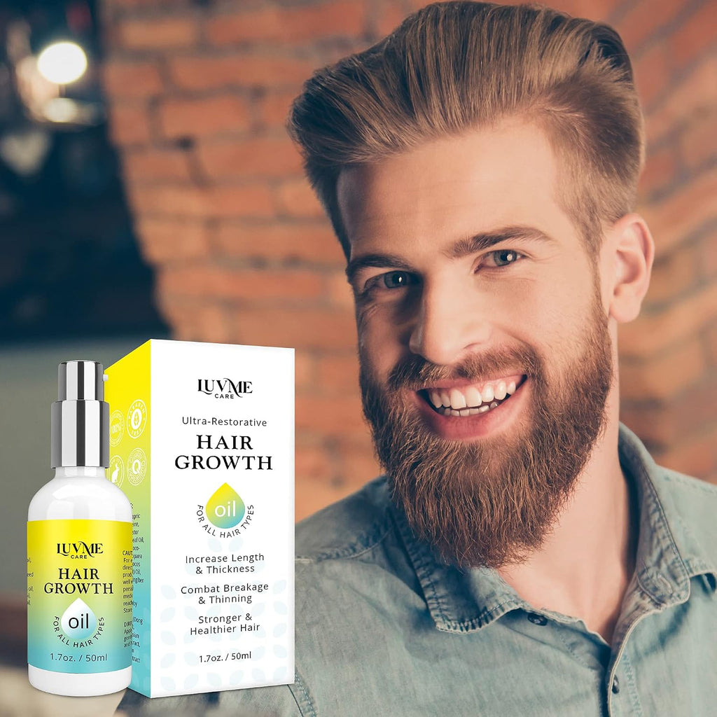 Luv Me Care Biotin Hair Growth Oil Hair Growth Serum For Thicker Longer Fuller Healthier Hair, Prevent Hair Loss & Thinning, All Natural Vitamin Rich Treatment, Women & Men, All Hair Types 1.7 Oz