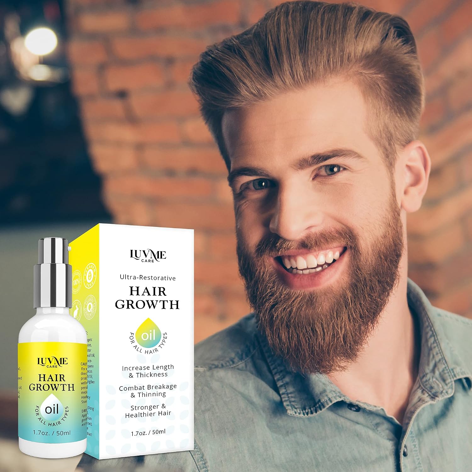Luv Me Care Biotin Hair Growth Oil Hair Growth Serum For Thicker Longer Fuller Healthier Hair, Prevent Hair Loss & Thinning, All Natural Vitamin Rich Treatment, Women & Men, All Hair Types 1.7 Oz