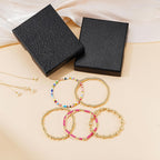 Turandoss Mothers Day Gifts for Mom Daughter - 14K Gold Plated Gold Beaded Bracelets for Women Teen Girls Stackable Turquoise Cross Bead Bracelet Pearl Bracelets Set for Women Mothers Day Gift for Mom