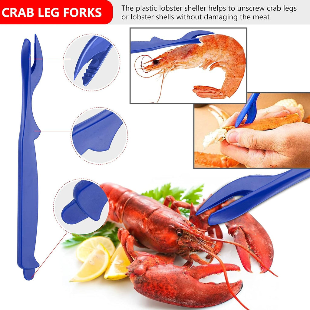 Seafood Tools Set includes 4 Crab Crackers 4 Seafood Fork 4 Lobster Crackers 4 Seafood Scissors -Nut Cracker and Storage Bag（17 Piece ）