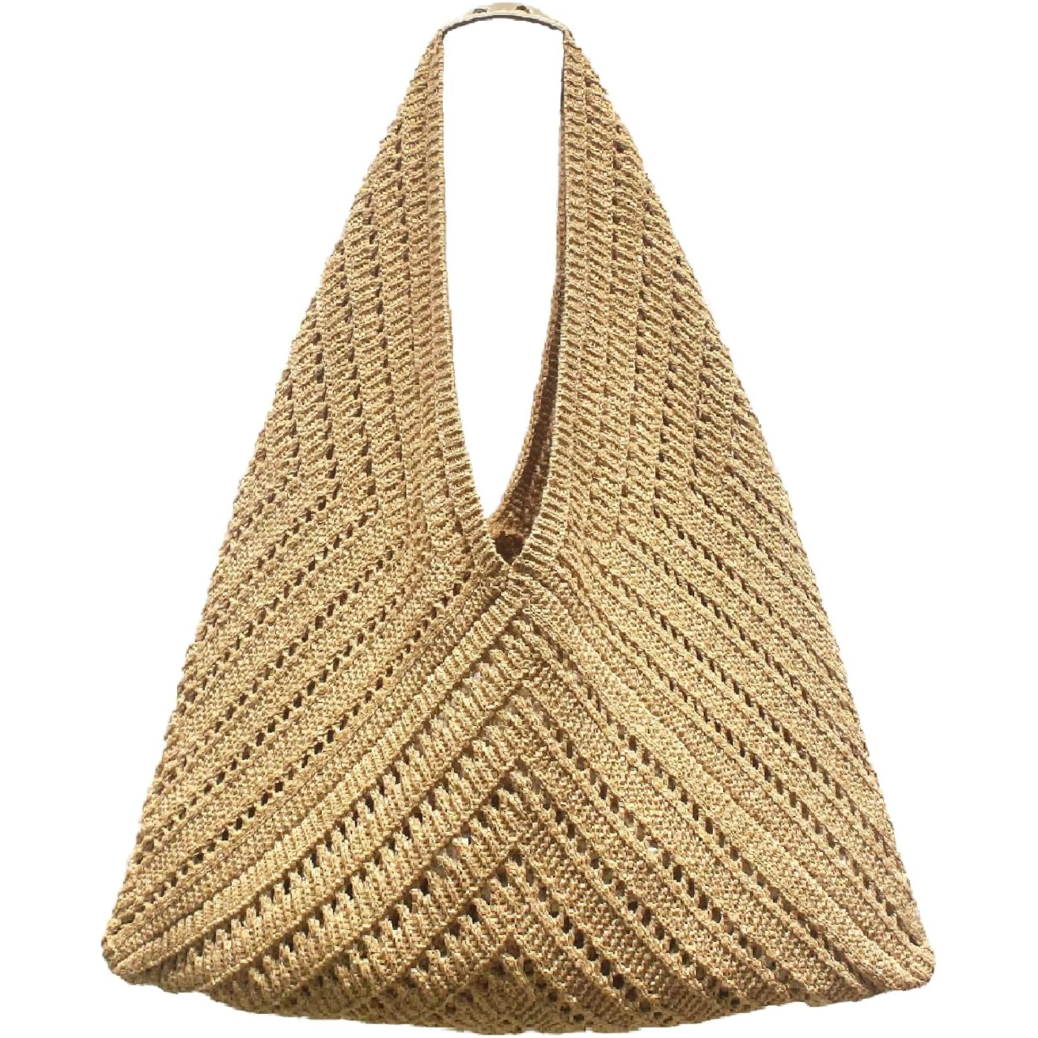 Crochet Beach Tote Bag Summer Vacation Handbags Beach Bag For Women Cute Woven Shoulder Purses Mesh Knit Crochet Bag
