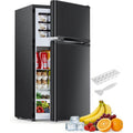 Electactic 2.5 Cu.Ft Mini Fridge With Freezer, Double-Door Compact Refrigerator, Adjustable Glass Shelves, Mechanical Thermostat & Leveling Feet, Space-Saving For Apartment/Dorm/Office, Black