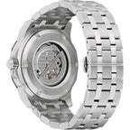 Bulova Marc Anthony Men'S Automatic Marine Star Stainless Steel Watch,Open Aperture,Exhibition Case Back,Diamond Accent Blue Sunray Dial, (Model:98D184)